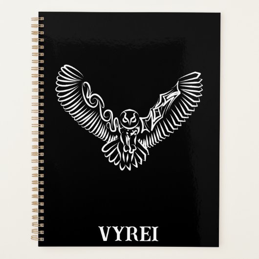 Zwart-witte tribale vliegende hond planner (Voorkant)