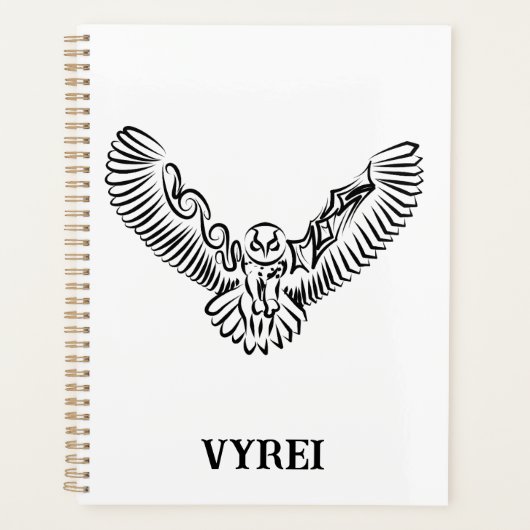 Zwart-witte tribale vliegende hond planner (Voorkant)