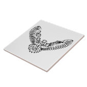 Zwart-witte tribale vliegende hond tegeltje (Zijkant)