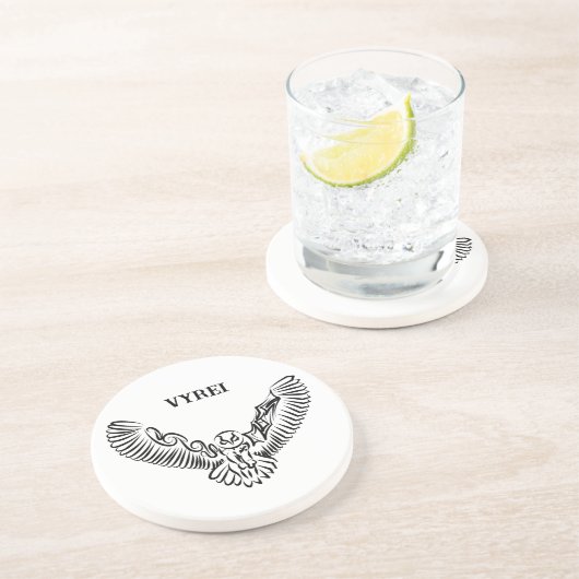 Zwart-witte tribale vliegende hond zandsteen onderzetter (Zijkant)