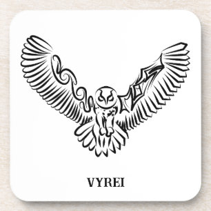 Zwart-witte Tribale Vliegende Uil Bier Onderzetter