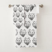 Zwart-witte tribale Wolf Bad Handdoek (Insitu)