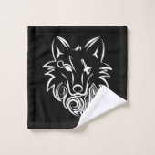 Zwart-witte tribale Wolf Bad Handdoek (Wasdoekje)