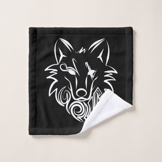 Zwart-witte tribale Wolf Bad Handdoek (Wasdoekje)