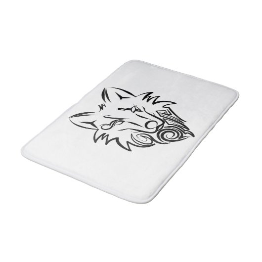 Zwart-witte tribale Wolf Badmat (Gekanteld)