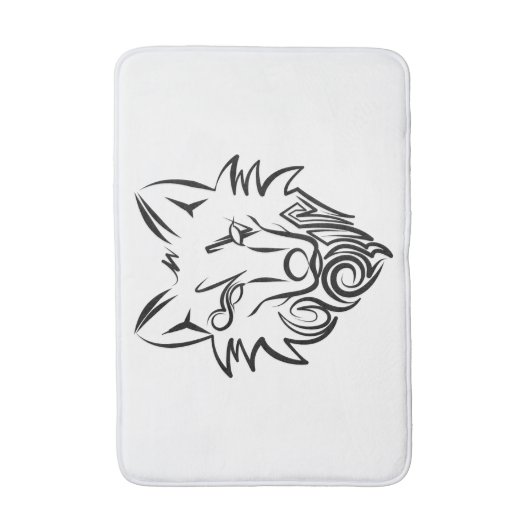 Zwart-witte tribale Wolf Badmat (Voorkant Verticaal)