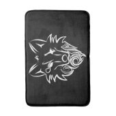 Zwart-witte tribale Wolf Badmat (Voorkant Verticaal)
