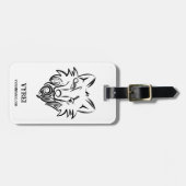 Zwart-witte tribale Wolf Bagagelabel (Voorkant horizontaal)