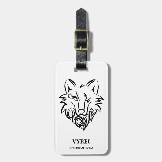 Zwart-witte tribale Wolf Bagagelabel (Voorkant verticaal)