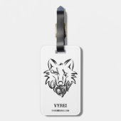 Zwart-witte tribale Wolf Bagagelabel (Achterkant verticaal)