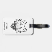 Zwart-witte tribale Wolf Bagagelabel (Achterkant horizontaal)
