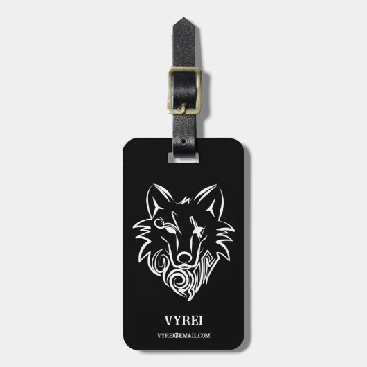 Zwart-witte tribale Wolf Bagagelabel (Voorkant verticaal)