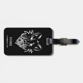 Zwart-witte tribale Wolf Bagagelabel (Achterkant horizontaal)