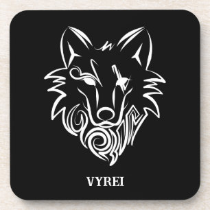 Zwart-witte tribale Wolf Bier Onderzetter