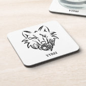 Zwart-witte tribale Wolf Bier Onderzetter (Linkerzijde)