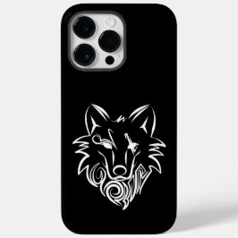 Zwart-witte tribale Wolf Case-Mate iPhone 14 Pro Max Hoesje