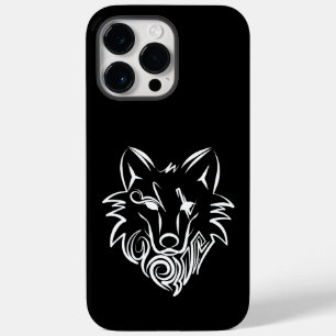 Zwart-witte tribale Wolf Case-Mate iPhone 14 Pro Max Hoesje