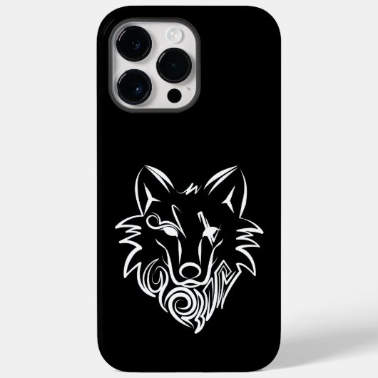 Zwart-witte tribale Wolf Case-Mate iPhone Case (Achterkant)