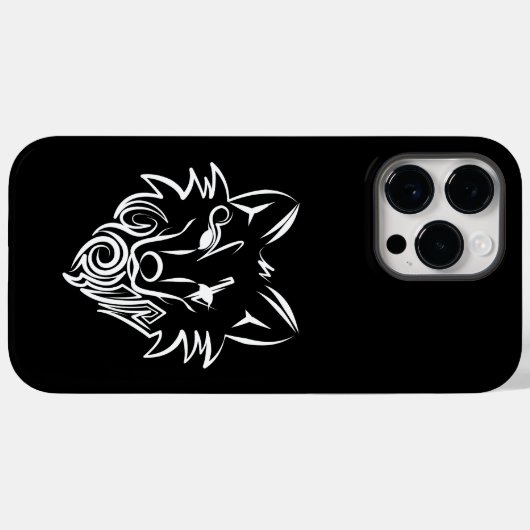 Zwart-witte tribale Wolf Case-Mate iPhone Case (Achterkant (horizontaal))