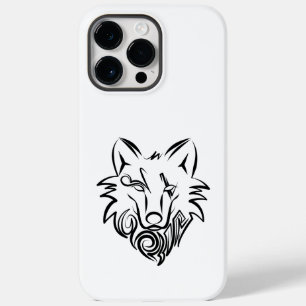 Zwart-witte tribale Wolf Case-Mate iPhone 14 Pro Max Hoesje
