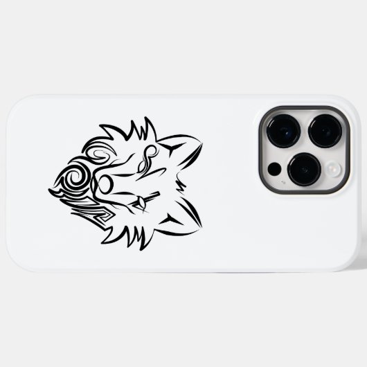 Zwart-witte tribale Wolf Case-Mate iPhone Case (Achterkant (horizontaal))
