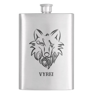 Zwart-witte tribale Wolf Flacon