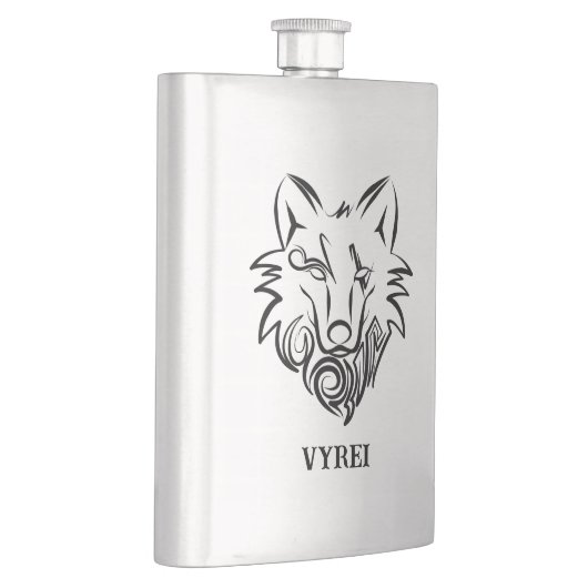 Zwart-witte tribale Wolf Flacon (Rechts)