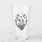 Zwart-witte tribale Wolf Glas (Achterkant)