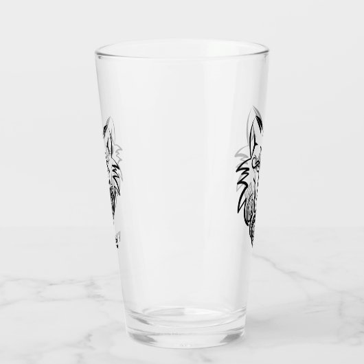 Zwart-witte tribale Wolf Glas (Links)
