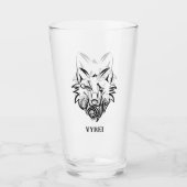 Zwart-witte tribale Wolf Glas (Voorkant)
