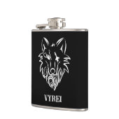 Zwart-witte tribale Wolf Heupfles (Links)