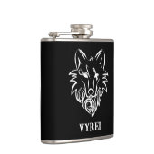 Zwart-witte tribale Wolf Heupfles (Rechts)