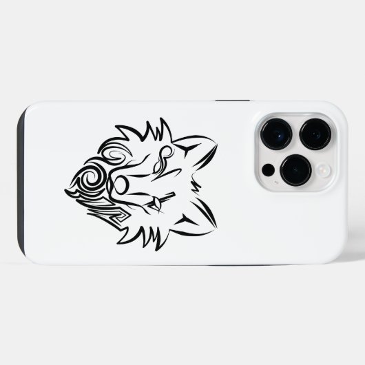 Zwart-witte tribale Wolf iPhone Hoesje (Achterkant horizontaal)