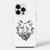 Zwart-witte tribale Wolf iPhone Hoesje (Achterkant)