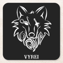 Zwart-witte tribale Wolf Kartonnen Onderzetters