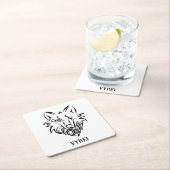 Zwart-witte tribale Wolf Kartonnen Onderzetters (Insitu)