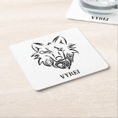 Zwart-witte tribale Wolf Kartonnen Onderzetters (Schuin)