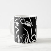 Zwart-witte tribale Wolf Koffiemok (Voorkant links)
