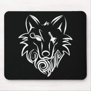 Zwart-witte tribale Wolf Muismat