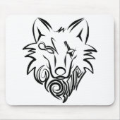 Zwart-witte tribale Wolf Muismat (Voorkant)