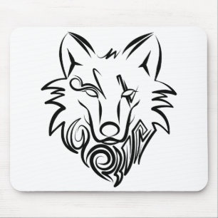 Zwart-witte tribale Wolf Muismat