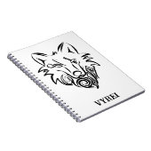 Zwart-witte tribale Wolf Notitieboek (Rechterzijde)