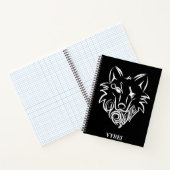 Zwart-witte tribale Wolf Notitieboek (Binnen)