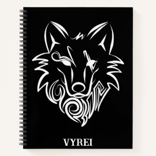 Zwart-witte tribale Wolf Notitieboek