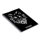 Zwart-witte tribale Wolf Notitieboek (Rechterzijde)