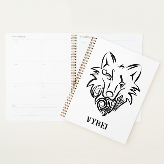 Zwart-witte tribale Wolf Planner (Display)