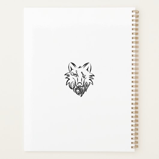 Zwart-witte tribale Wolf Planner (Achterkant)