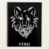 Zwart-witte tribale Wolf Planner (Voorkant)