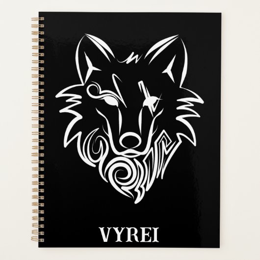 Zwart-witte tribale Wolf Planner (Voorkant)
