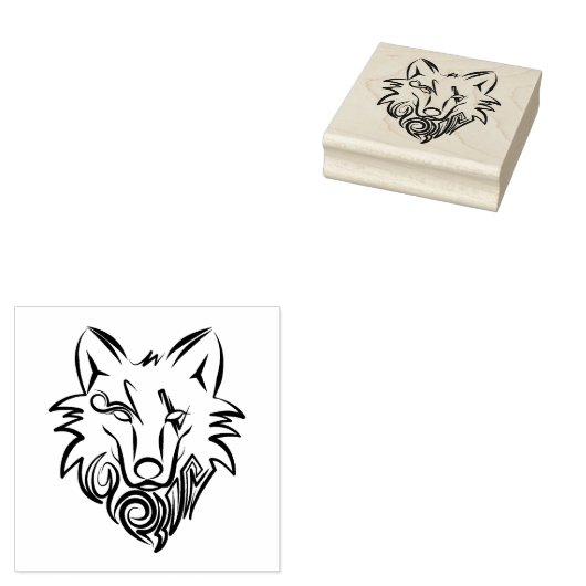 Zwart-witte tribale Wolf Rubberstempel (Gestempeld)